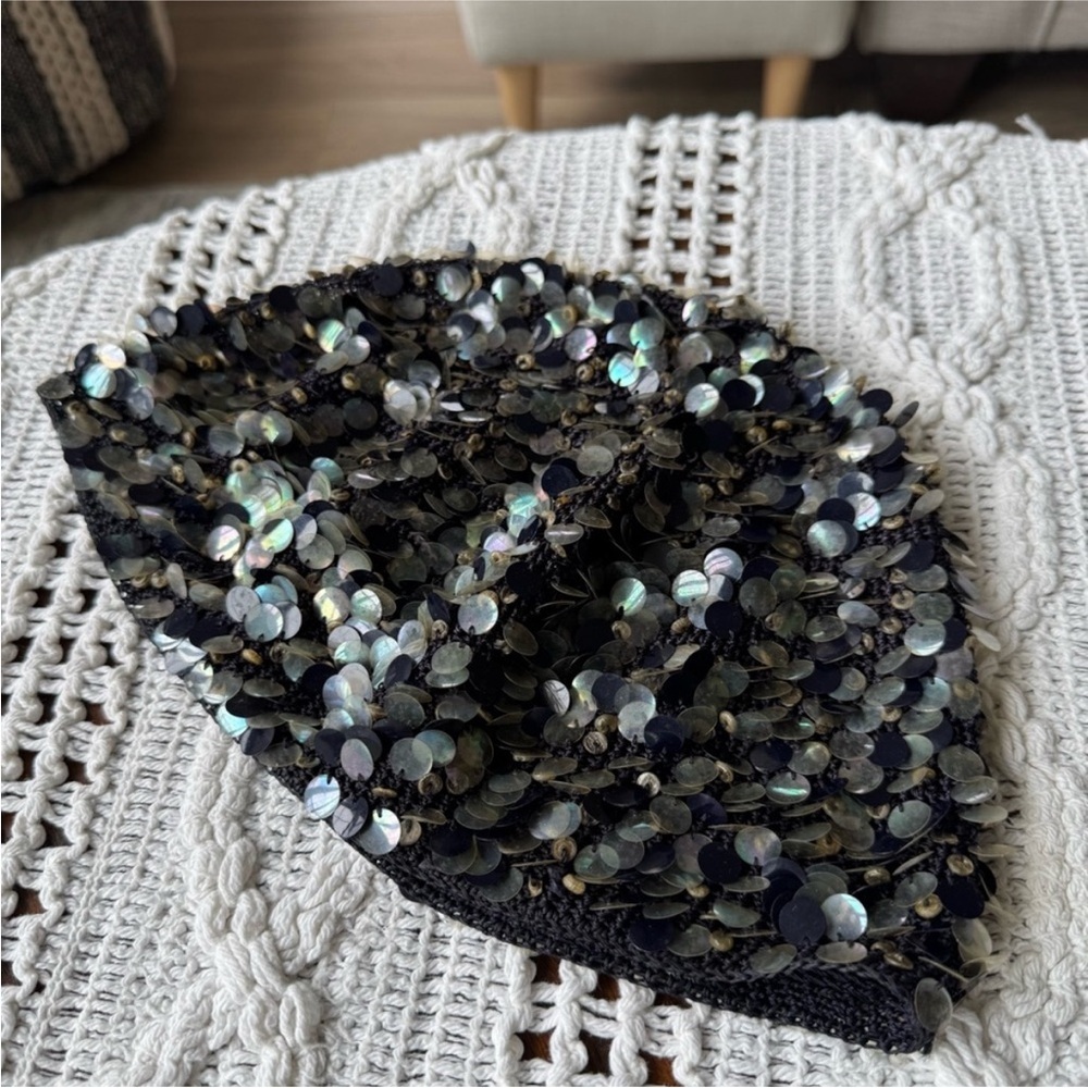 Vintage Black Sequin Hat